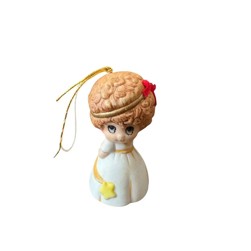 Vintage JASCO Angel Bell Christmas Ornament Taiwan Ceramic Bisque 3